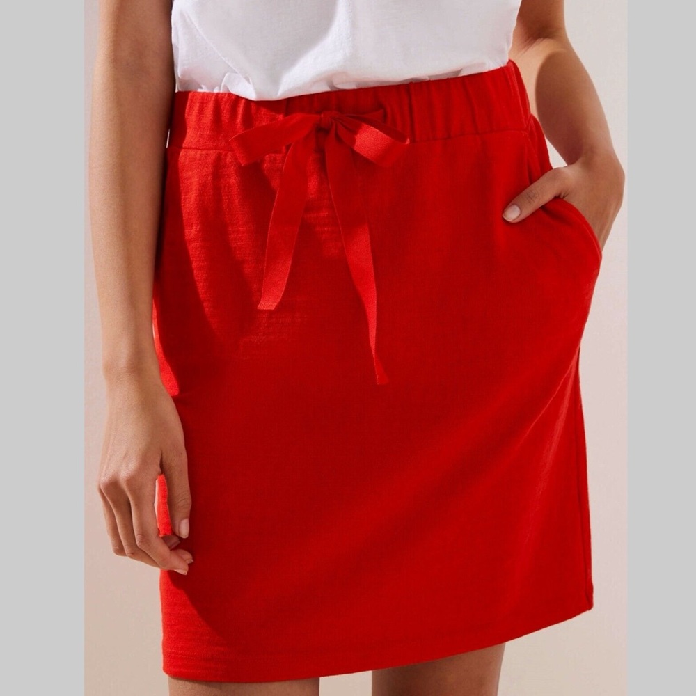 Ann Taylor LOFT Textured Jogger Skirt Cherry Red M NWT